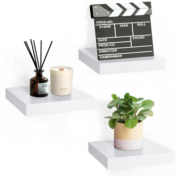 Estantería flotante Sorbus Square, 3 estantes pequeños, 9 cm, color blanco