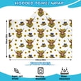 thumbnail image 2 of White Highland Cow Sunflower Hat Pattern Hooded Bath Towel，60"x35" for Ages 3 To 12 Kids, Quick Dry Lightweight Soft Microfiber Hood Beach Towel Cover Up for Kids, 2 of 7