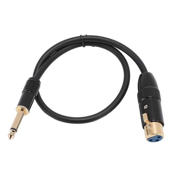 Câble XLR femelle vers mono mâle 6,35 mm plaqué or, connecteur femelle XLR 1/4 pouce mono jack, câble de microphone, cordon de microphone 50 cm