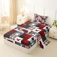 thumbnail image 2 of Erosebridal Boys Jungle Animal Bears Deers Mallard Duck Twin Sheet Sets 3pcs,Geometric Plaid Bedding For Teens,Black Red, 2 of 5