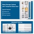 thumbnail image 4 of Display Cabinet-71 Inches 4 Adjustable Shelves Curio Cabinets with Locking Glass Doors Display Case for Collectibles, Cosmetics, Hydroponics, Books (White,Assemble Required), 4 of 14