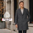 thumbnail image 3 of Alpine Swiss Luke Mens Wool Blend Overcoat Single Breasted Topcoat Tailored Notch Lapel Coat Business Professional GRY 2XL, 3 of 10
