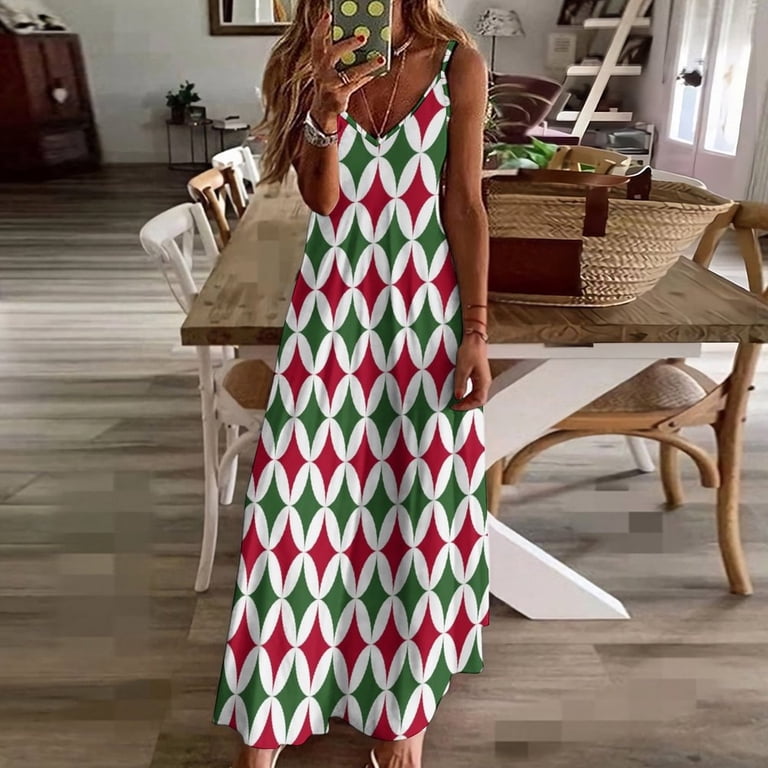 Festive Christmas Oval andSleeveless Dress elegant dress Women's clothing -  Walmart.com