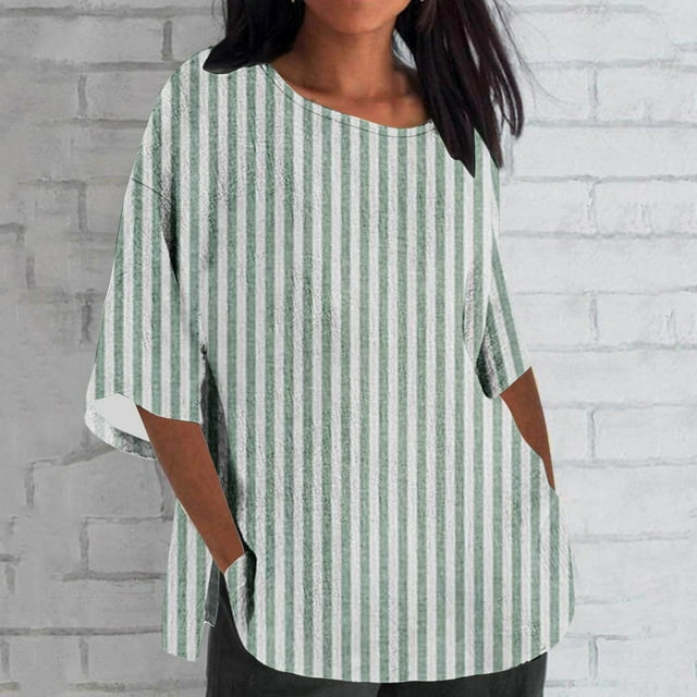 Fiudx Ofertas Flash Del Día Blusa Holgada Estampada con Manga 3/4, Informal, a La Moda, para Mujer