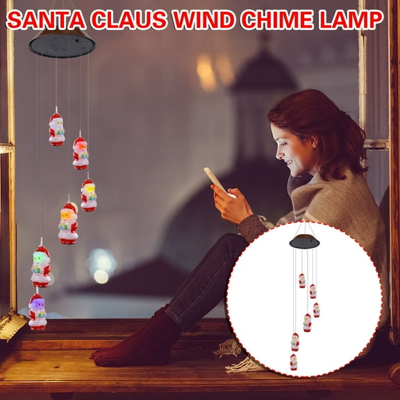 Teissuly Solar Christmas Wind Chimes,Color Changing Santa Claus, Outdoor Christmas Decorations Solar Wind Chimes,Mobile Hanging Wind Chime for Home Garden Yard Christmas Xmas Decoration (Santa Claus)