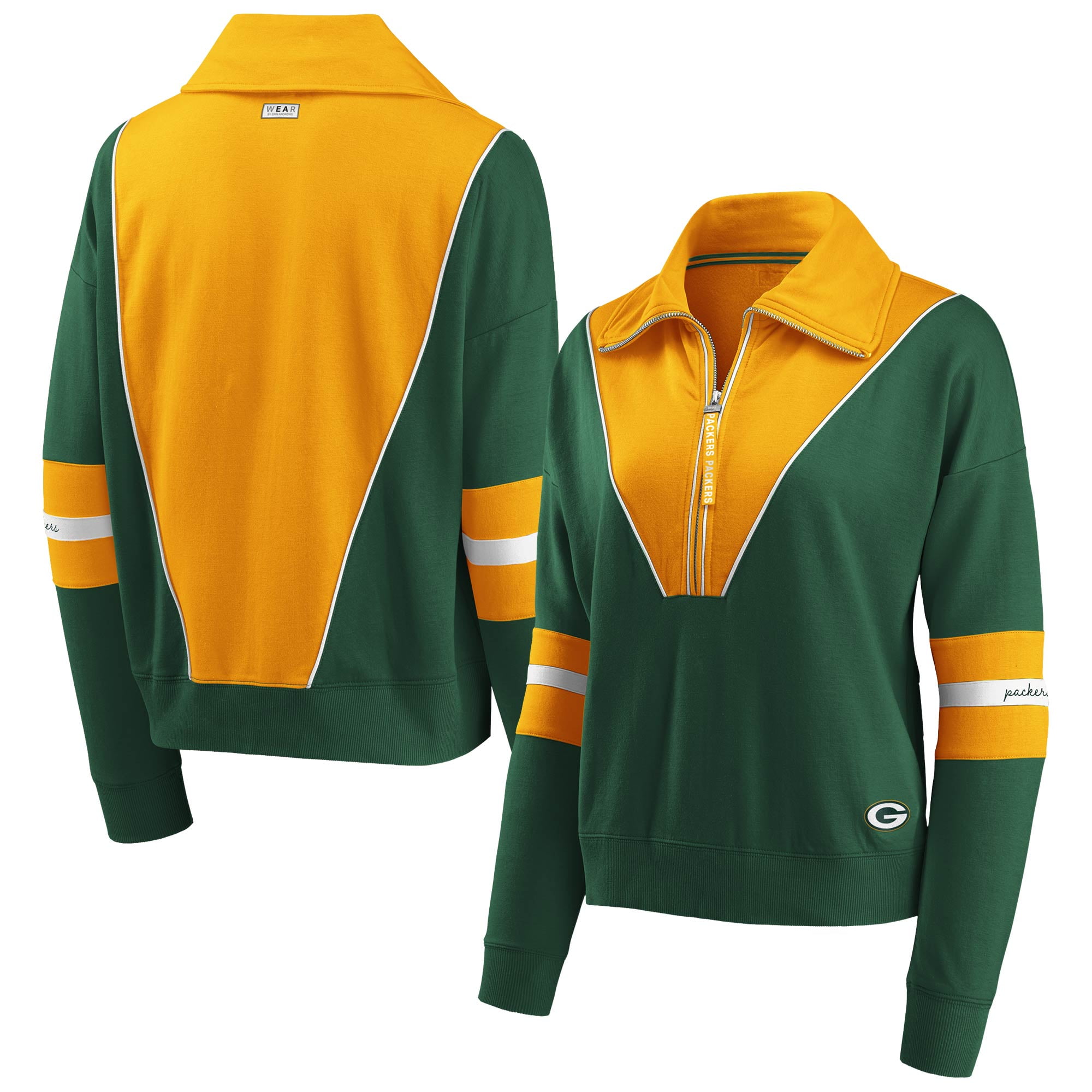 Green Bay Packers Wear By Erin Andrews Women S Half Zip Jacket Green Walmart Com Walmart Com