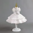 thumbnail image 2 of adviicd Robe pour Bébé Fille Robe Fille Été Manche à Volants en Maille Ligne A Décontractée Robe de Fête Blanche,110, 2 of 3