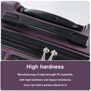 Tripcomp Hardside Luggage Set 3-Piece Set(21/25/29) Lightweight Suitcase 4-Wheeled Suitcase Set(Dark Purple)