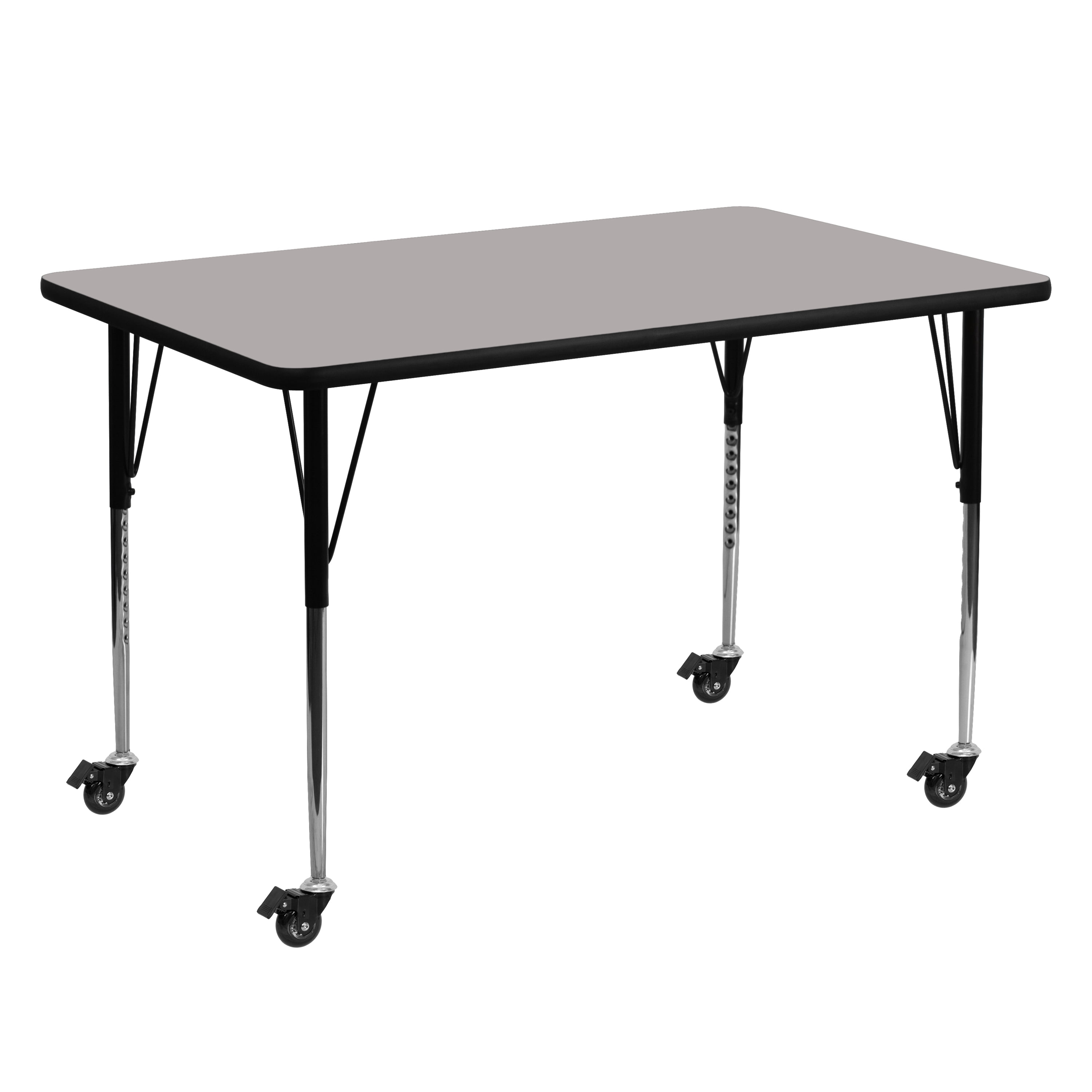 36 W x 60 L Rectangle Adjustable-Height Mobile Preschool Activity Table