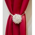 thumbnail image 5 of Yule Single Window Curtain Holdback Tieback, Decorative Magnetic Clip Drapery Tie Back, Elegant Bling Diamond Floral Design - Silver, 5 of 5