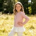 thumbnail image 4 of Girls Pink Cardigan Long Sleeve Button Front | Kids Lace Ruffle Sweater | Kids to Tween Soft Knit Layering Top,Size 10-12 T, 4 of 9