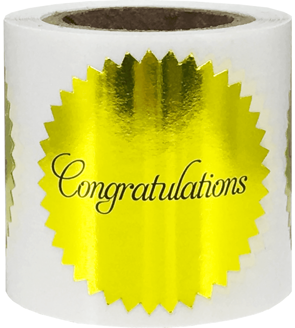 Congratulations Stickers Metallic Gold Seals 15 Inch 100 Adhesive