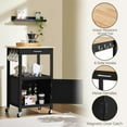 thumbnail image 5 of HYJY Small Kitchen Island on Wheels with Wood Top and Drawer, Trolley Cart with Open Shelf and Storage Cabinet for Dining Room, 22x18x35 Inches, Black, 5 of 18