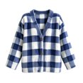 thumbnail image 4 of Ghalytn Women's Plaid V-Neck Fuzzy Fleece Cardigan, Long Sleeve Button Down Jacket with Pockets, 4 of 8