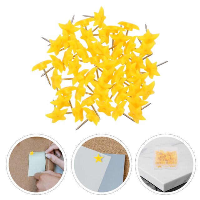 CHICHUMID 50pcs Map Pins Star Push Pins Metal For Fixing Items On Foam Board In Classroom