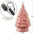 thumbnail image 4 of 24" Hand Painted Ceramic Christmas Tree, Pink Pre-Lit Tree with 148 Multi Color Lights and 2 Star Toppers, 4 of 7