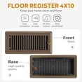 thumbnail image 2 of Floor Register 4x10, Floor Vent Covers Brown, 2 Pack Heavy Duty Steel Walkable Floor Grates, for Sidewall and Floor, 2 of 6