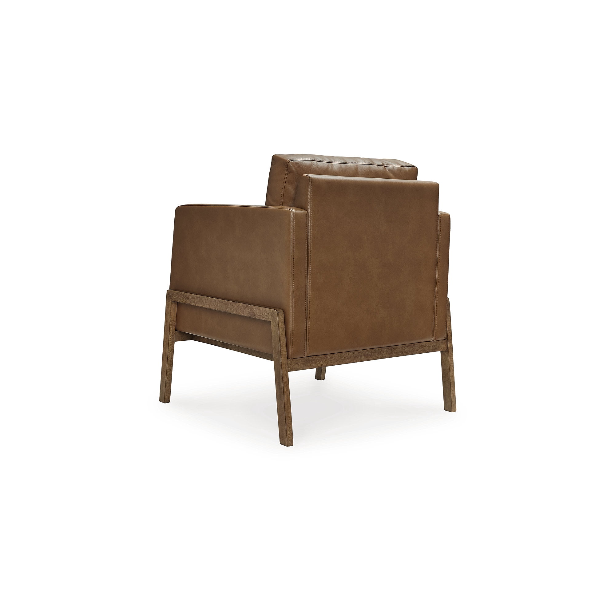 Signature Design by Ashley Numund Modern Faux Leather Accent Chair with Reversible Cushions, Caramel Brown