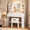 Type A-White(With Stool), variant on Homall Vanity Desk Set with 3 Colors LED Lighted Mirror, Makeup Vanity with Stool, Storage Shelves and Drawers, Vanity Table Dressing Table for Bedroom, White