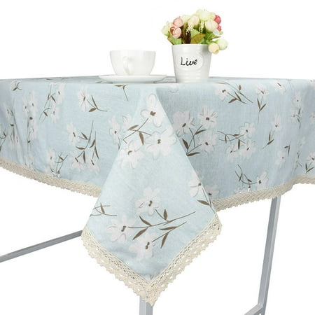 Lace Washable - Flower Dining Tablecloth Cotton Linen Rustic Rectangle Washable Table Cover Lace