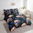 thumbnail image 3 of Feelyou Goth Skeleton Skull Twin Bedding Sets 7-Piece, Dreamy Blue Rose Bedding Comforter Set, Couple Anniversary Theme Reversible Sheet Sets, Breathable Home Decor, 3 of 8