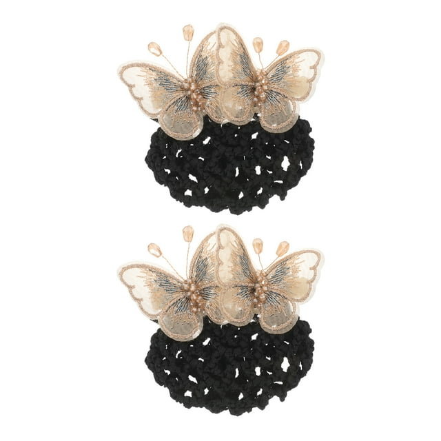 2 soportes para moños con forma de mariposa para mujer, redecilla de malla única para enfermeras y azafatas