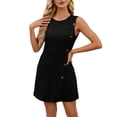 thumbnail image 3 of HVOBTTY Summer Women's Sleeveless Mini A-Line Dress Solid Color Round Neck Side Button Casual Daily Out Wear, 3 of 5