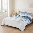 thumbnail image 2 of Twin XL Quilt Set 68''x98'', Blue Eucalyptus Leaves Lightweight Summer Bedspread Coverlet Set with 2 Pillow Shams, Summer Botanical Weeping Breathable All Season Quilt Bedding for Dorm/Guest Room, 2 of 9