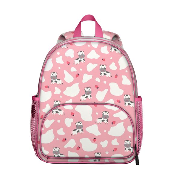 Sac à Dos Étudiant pour Amoureux des Vaches – Imprimé Vache Noir et Blanc Amusant avec Motif Rustique de Ferme et Design de Dessin Animé de Bison