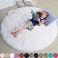 thumbnail image 1 of Blush Round Rug For Bedroom,fluffy Circle Rug For Kids Room,furry Carpet For Teen Girls Room, 1 of 5