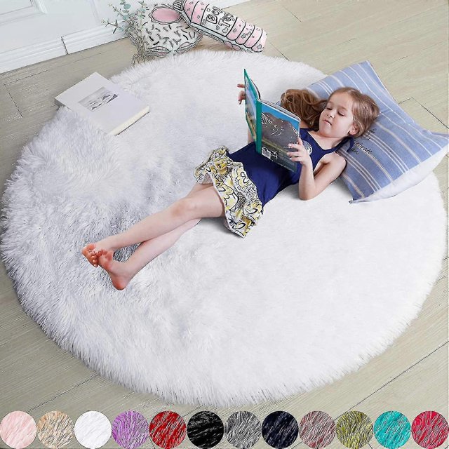 Blush Round Rug For Bedroom,fluffy Circle Rug For Kids Room,furry Carpet For Teen Girls Room