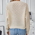 thumbnail image 5 of HAiming Hollow out Knitted Sweater for Women Long Sleeve Crewneck Retro Casual Loose Lightweight Pullover Jumper Tops, 5 of 7