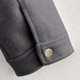 thumbnail image 6 of Women Cropped Bomber Jacket Button Down Varsity Shacket with Pockets Lapel Neck Long Sleeve Full Zip Casual Coat, 6 of 7