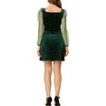 thumbnail image 3 of INSPIRE CHIC Women's Velvet Dress Square Neck Mesh Puff Sleeve Star Party Prom Dresses L Green, 3 of 6