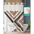 thumbnail image 2 of No Hook Shower Curtain with Snap in Liner, Wood Grain Brown Boho Western Tribe Brown White Black Geometric Wood Grain Shower Curtains for Bathroom, Washable Inner Liner with Mesh Top Window, 48"x72", 2 of 6