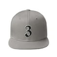 thumbnail image 2 of Daxton Classic Snapback Old English A to Z Numbers Initials Flat Bill Visor Cap-Light Grey Hat, Number 3, 2 of 3