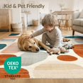 thumbnail image 4 of ODIKA 5'x7' Cream Mid Century Abstract Geometric Washable Area Rug Minimalist Curved Shapes Retro Color Blocks Vintage Balance Easy Care, Non-Shedding, Pet Friendly, for Small Living Room, Bedroom, 4 of 7