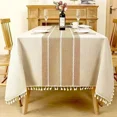 thumbnail image 3 of Mantel Rectangular resistente a las arrugas, impermeable, lavable, cubierta de mesa de granja con borlas, 3 of 5