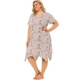 thumbnail image 4 of Camisón floral de talgrande pamujer pijalindo vestido irregular padormir gris 1X, 4 of 7