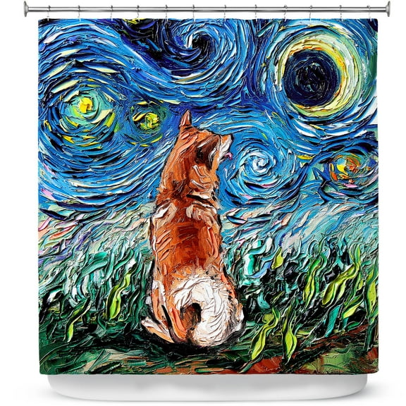 Shower Curtains 70" x 73" from DiaNoche Designs by Aja Ann - Shibainu Dog