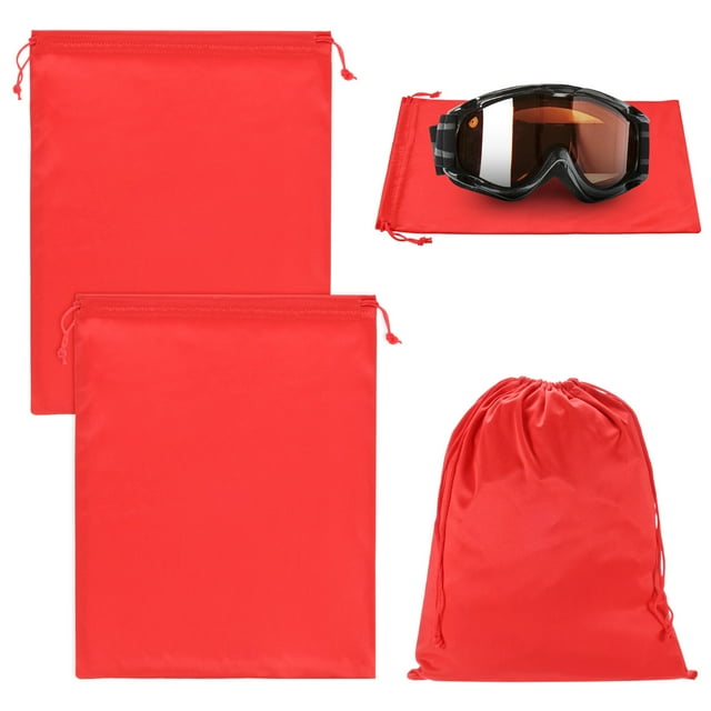 Uxcell 2-Pack Ski Goggle Bag, 11.8" x 9.1" Soft Microfiber Pouch Bags with Drawstring for Snow Goggles Red