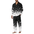 thumbnail image 2 of Dwelliawo Halloween Big Head for Mens Pajamas Set, Soft Long Sleeve Pajamas for Lightweight Button Black L, 2 of 4