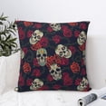 thumbnail image 4 of Wukai Roses Skulls Premium Polyester Fleece Pillow Covers with Hidden Zipper Closure,Luxuriously Soft and Durable-24"x24", 4 of 7