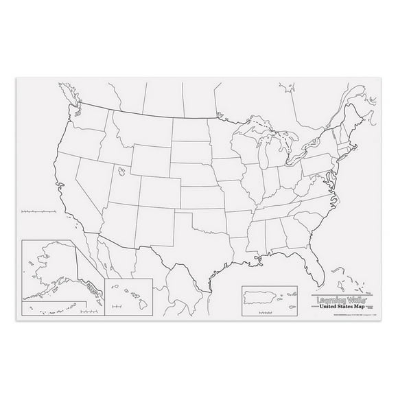 Apprentissage des Murs, Carte des États-Unis, 48" x 72", 1 Pièce