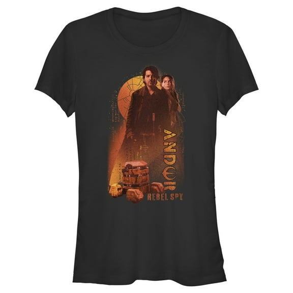 Junior's Star Wars: Andor Rebellion Hero Cassian and B2EMO  Graphic Tee Black Medium