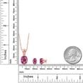 thumbnail image 2 of 18K Rose Gold Plated Silver Pink Mystic Topaz and White Lab Grown Diamond Pendant and Earrings Jewelry Set for Women (7.14 Cttw, Gemstone Birthstone, Oval 11X9MM and 8X6MM with 18 inch Silver Chain), 2 of 3