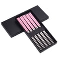 thumbnail image 1 of Nvzi 5 Pairs Reusable Chopsticks Metal Wheat Straw Portable Stainless Steel Chop Sticks for Bento Box, Camping Use, Dishwasher Safe (Pink), 1 of 5