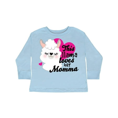 

Inktastic Valentines Day This Llama Loves Her Momma Gift Toddler Toddler Girl Long Sleeve T-Shirt