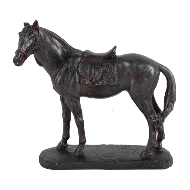 Figura de caballo Benzara Don, 25 cm, hecha a mano, marrón y negro