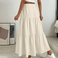 thumbnail image 5 of Mgmyaa Long Skirts for Women Drawstring High Waist A Line Skirt Casual Flowy Tiered Skirt with Pockets Summer Boho Maxi Beach Skirt, 5 of 6